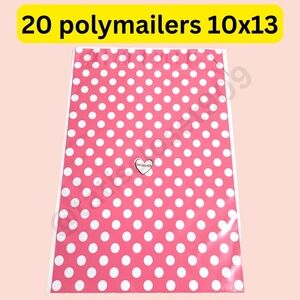 20- pink polka dot poly mailers size 10x13